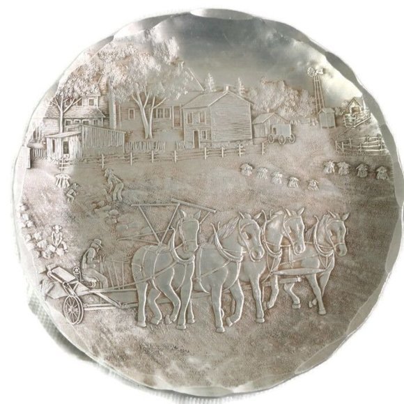 Wendell August Forge Coasters Amish Horse Coming Home Fall Harvest Aluminum - Picture 6 of 12